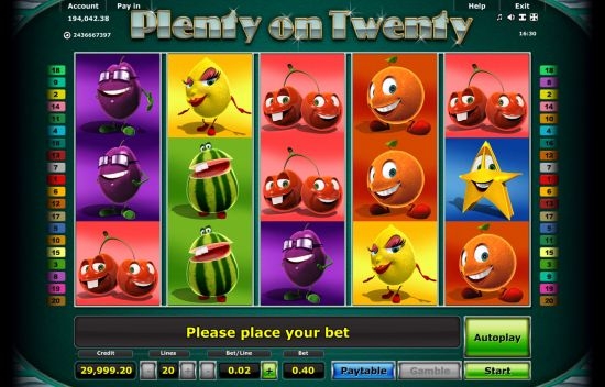 символы слота Plenty on Twenty