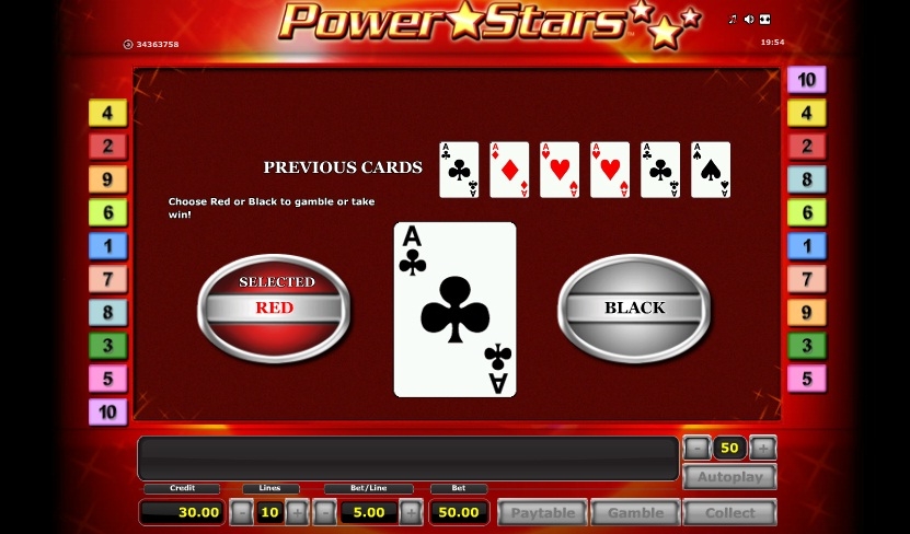 Игра на риск в слоте Power Stars