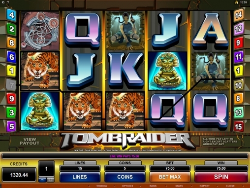 Скриншот игрового автомата Lara Croft: Tomb Raider (Лара Крофт: Расхитительница гробниц) от Microgaming