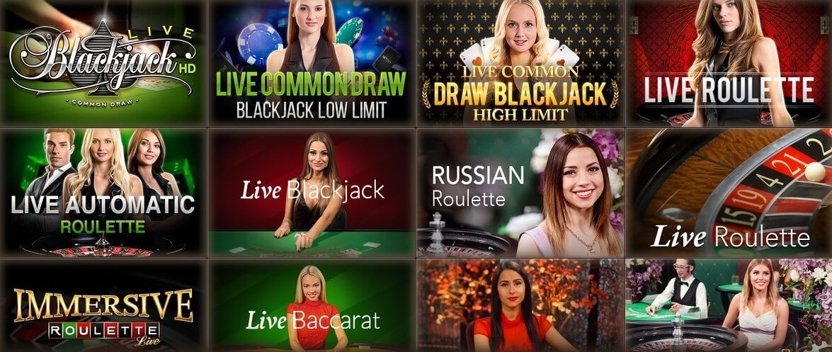 Меню с азартными играми в онлайн казино