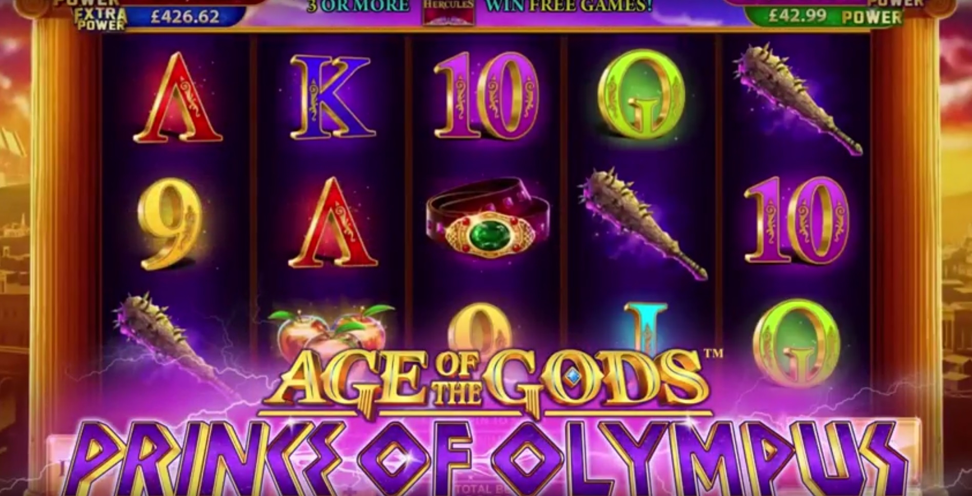 Скриншот линий игрового автомата Age of the Gods: Prince of Olympus от Playtech
