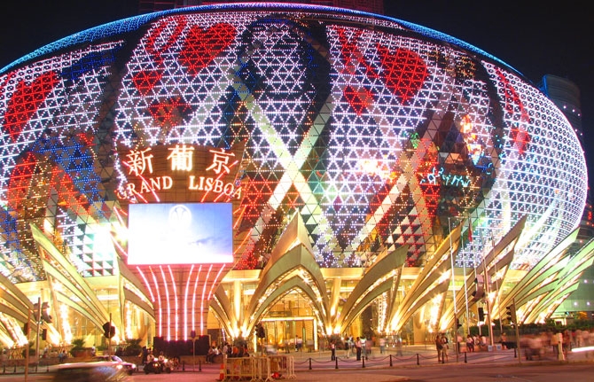 Макао, Китай, ночной вид казино