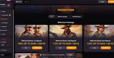 100% up to €500 + 200 free spins on your first deposit at GunsBet: Онлайн казино GunsBet