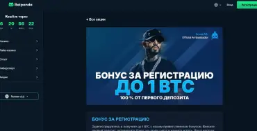 Welcome bonus up to 1 BTC on your first deposit at Betpanda: Онлайн казино Бетпанда
