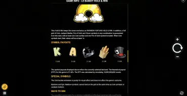 Le Bandit Hold&Win: Таблица выплат