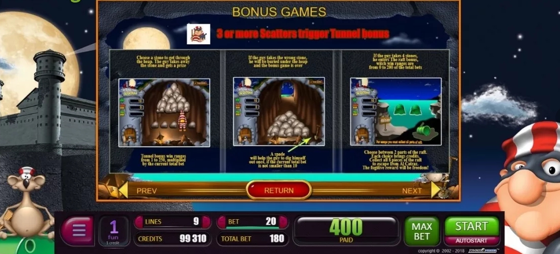 бонусные игры слота An Escape From Alcatraz