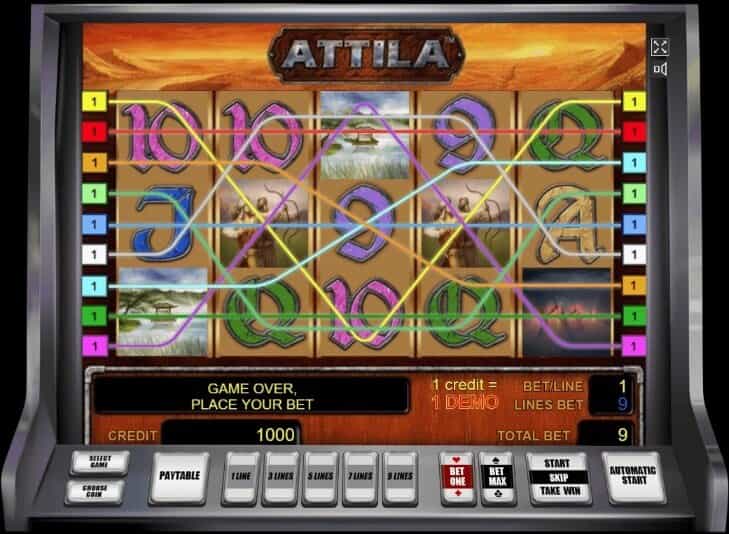 линии выплат слота Аттила