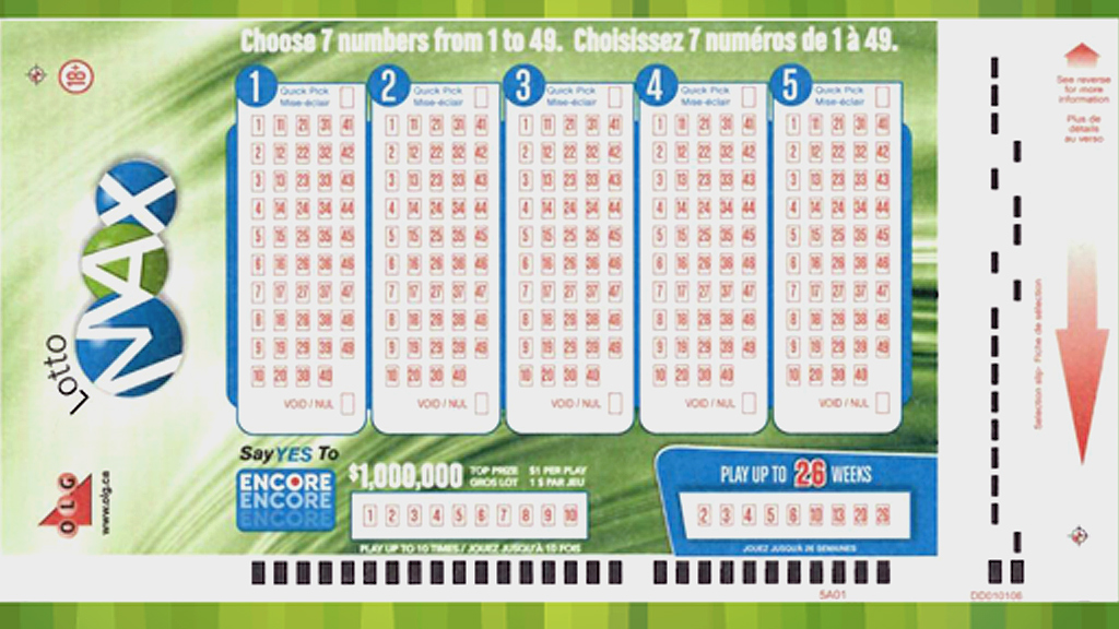 выигрышный билет Lotto Max Canada