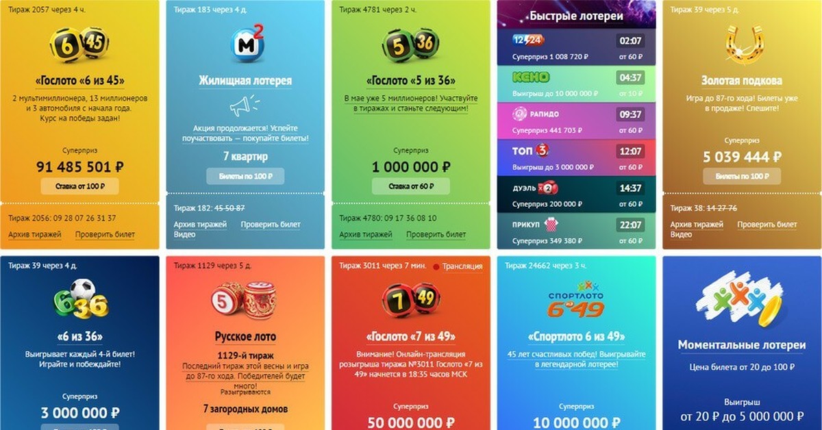 государственные российские лотереи