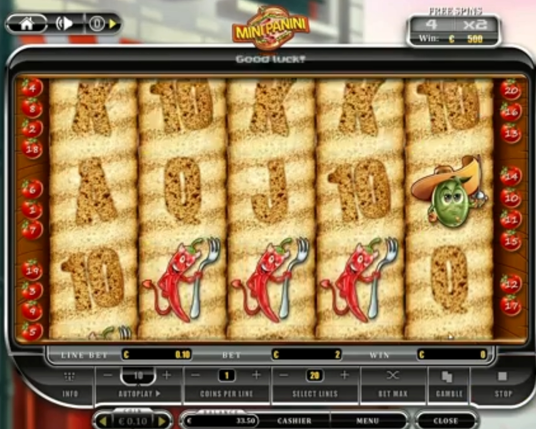 режим автоматической игры в слоте Мини Панини