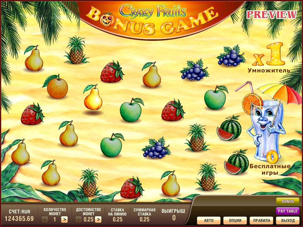 бонус игра в слоте Crazy Fruits