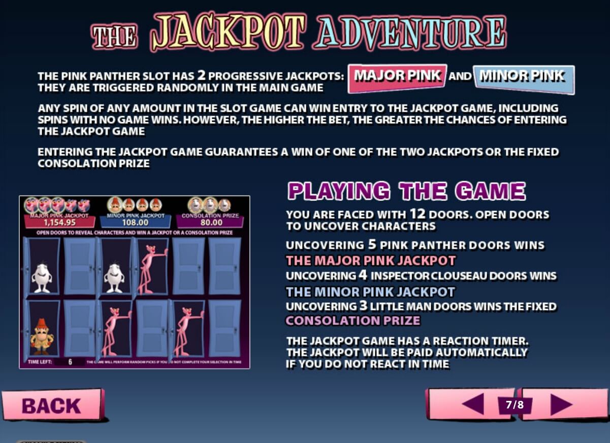 функционал слота Pink Panther - progressiv jackpot