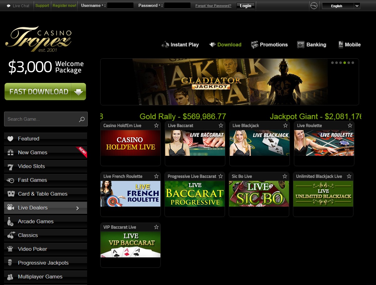 игровой ассортимент казино Tropez