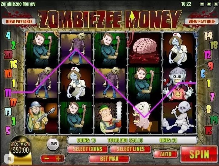 процесс игры на слоте Деньги Зомби