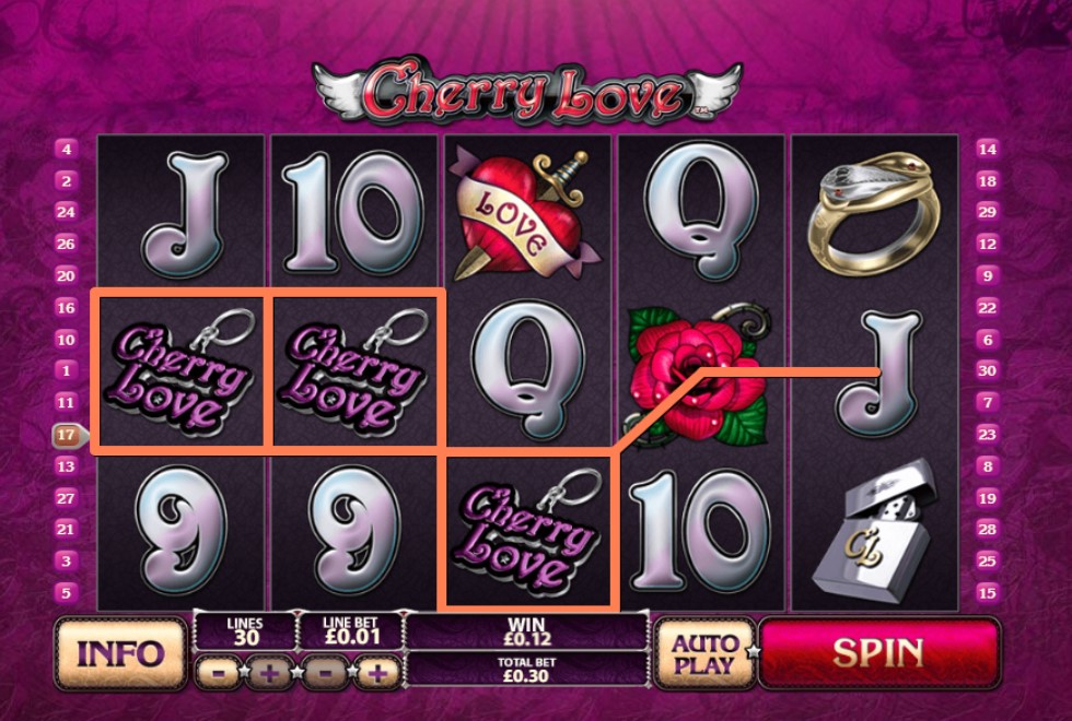 линии выплат игрового автомата Вишневая любовь