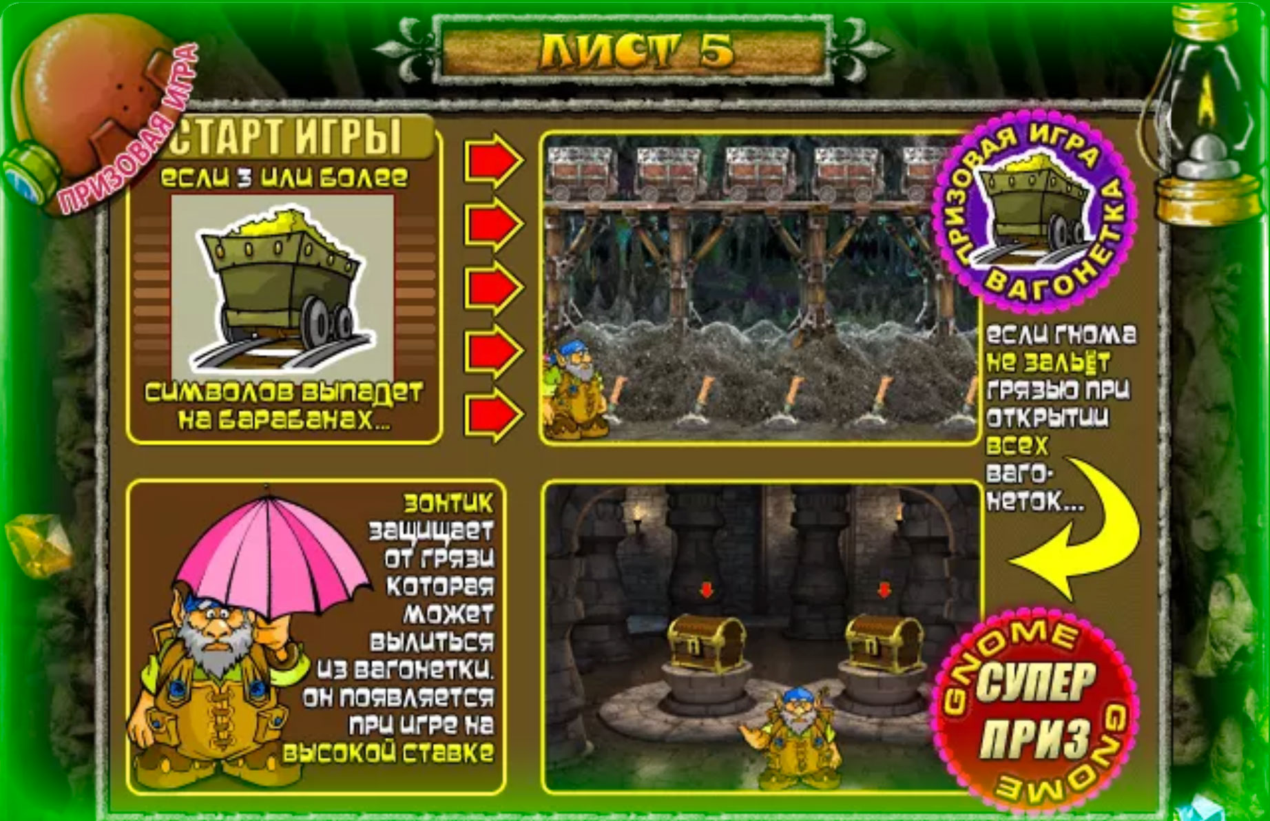 бонусные игры видеослота Гном