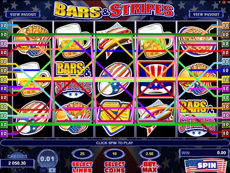 активные линии выплат слота Bars & Stripes