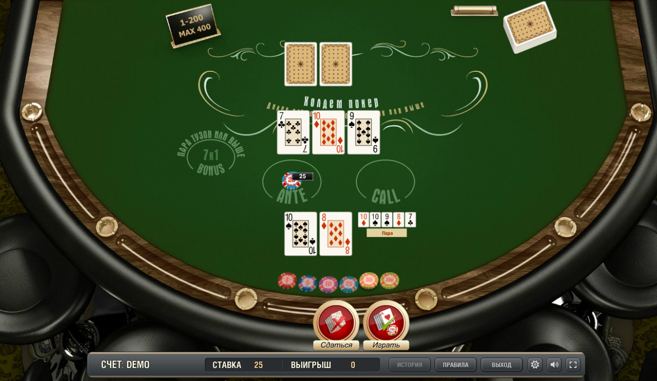 Процесс игры в покер Техасский Холдем