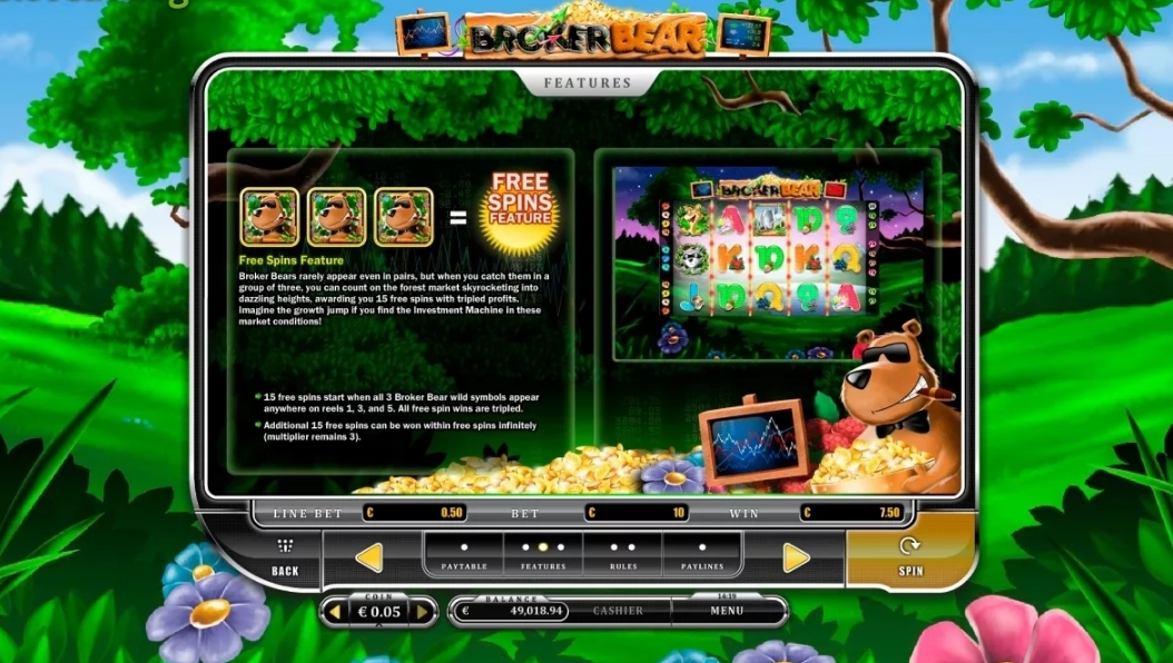 бонусные фиспины слота Брокер медведь