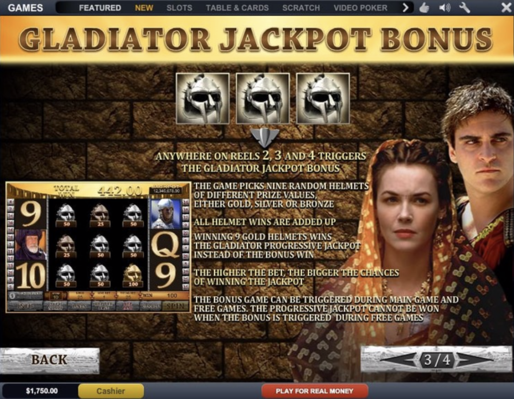 Видеослот Gladiator бонусная игра