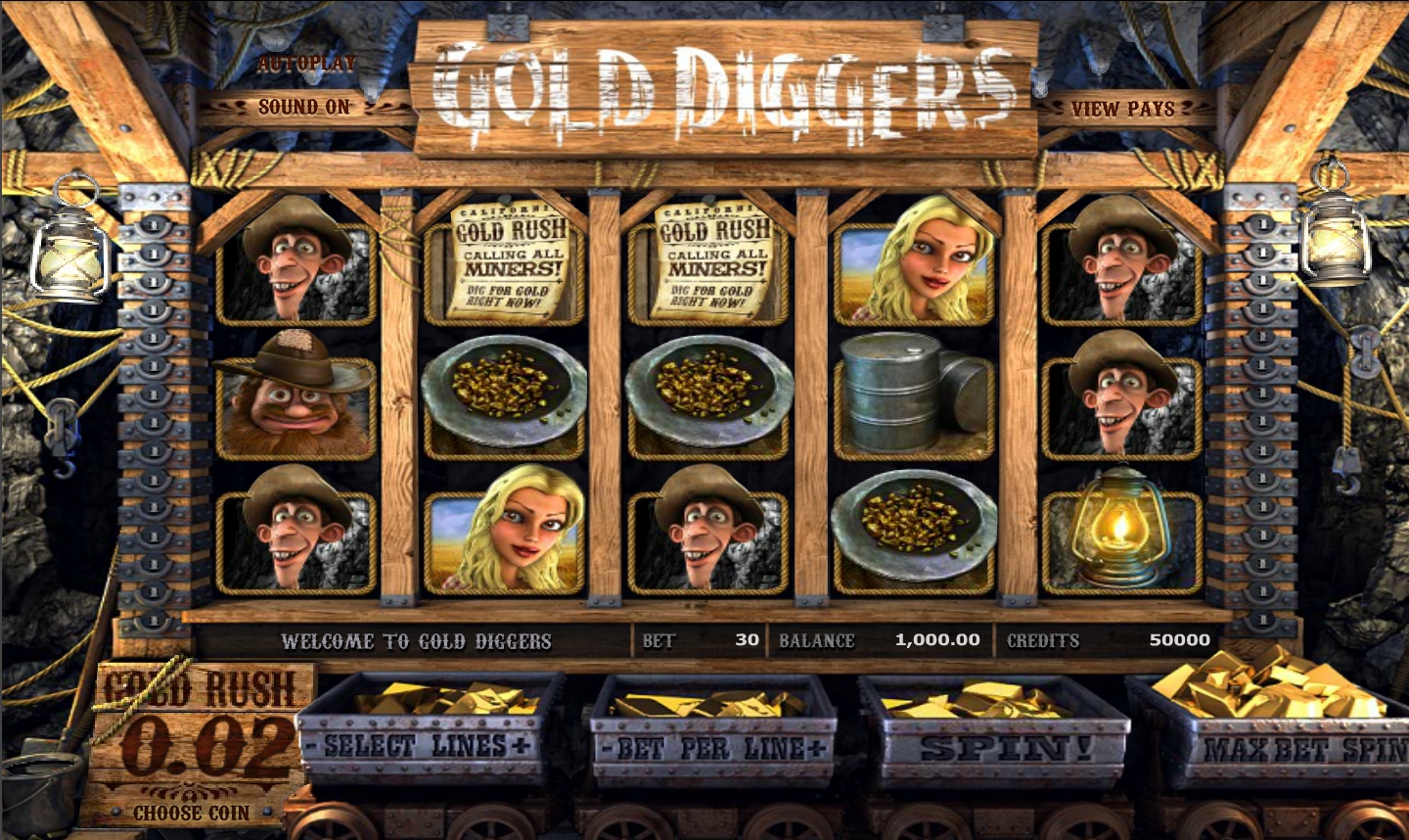 слот Золотодобытчики, символы и линии выплат