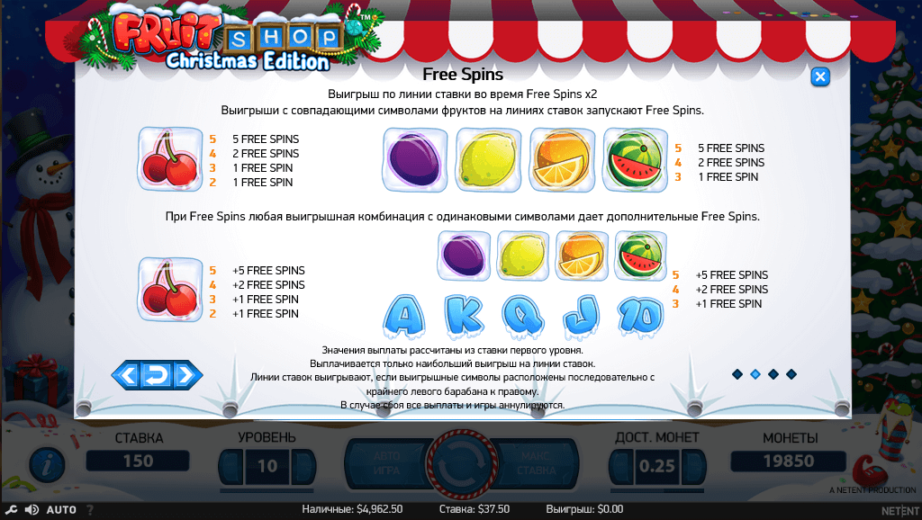 выигрышные комбинации символов слота Дикие фрукты