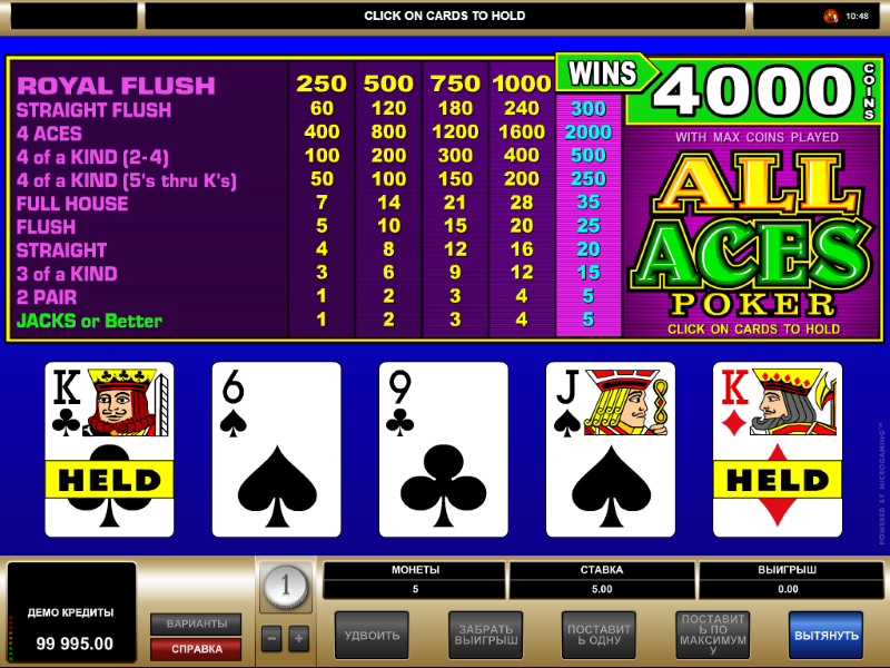 простой и понятный геймплей в слотах видеопокер