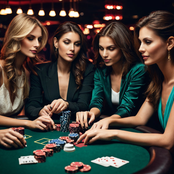 В казино молодые дамы играют в покер