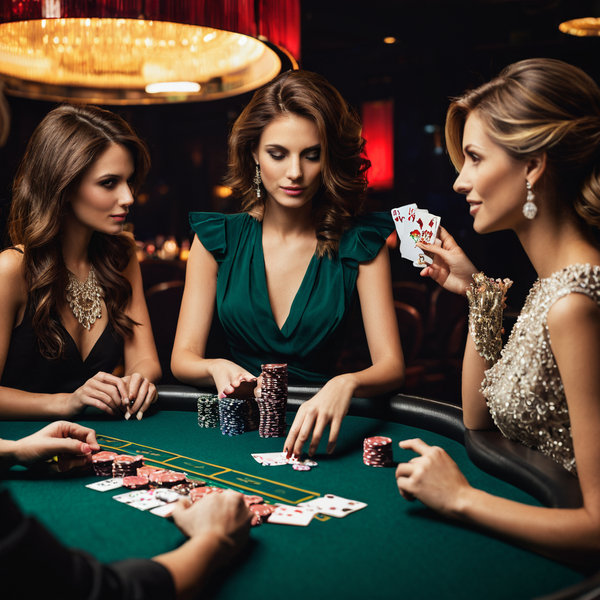 Молодые и обаятельные девушки играют в казино блэкджек