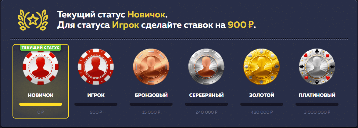 уровень игрока в программе лояльности казино