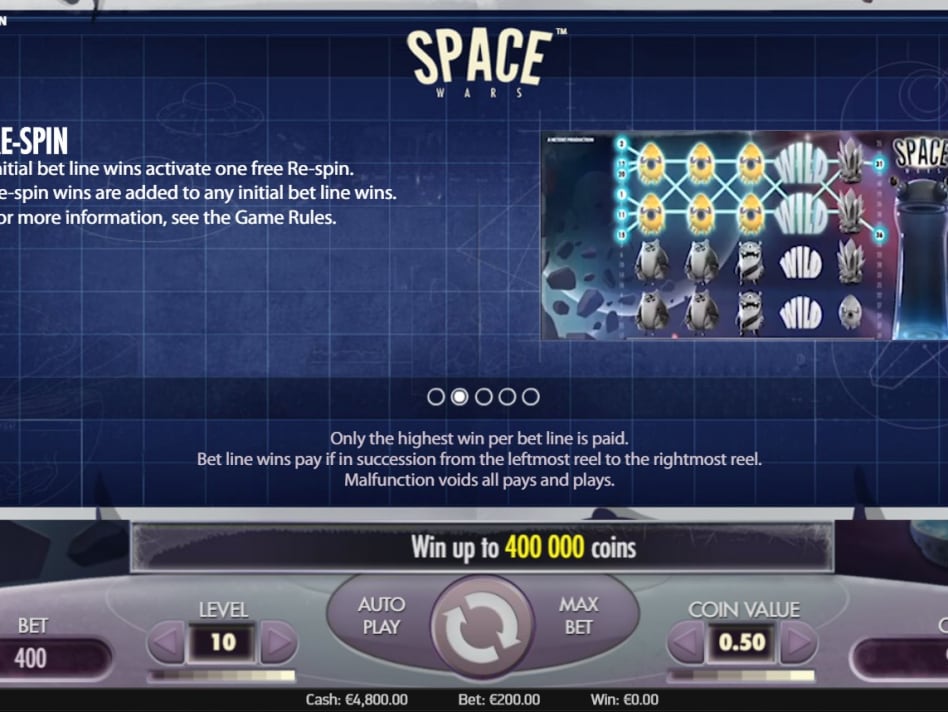 Бесплатные спины в слоте Space Wars