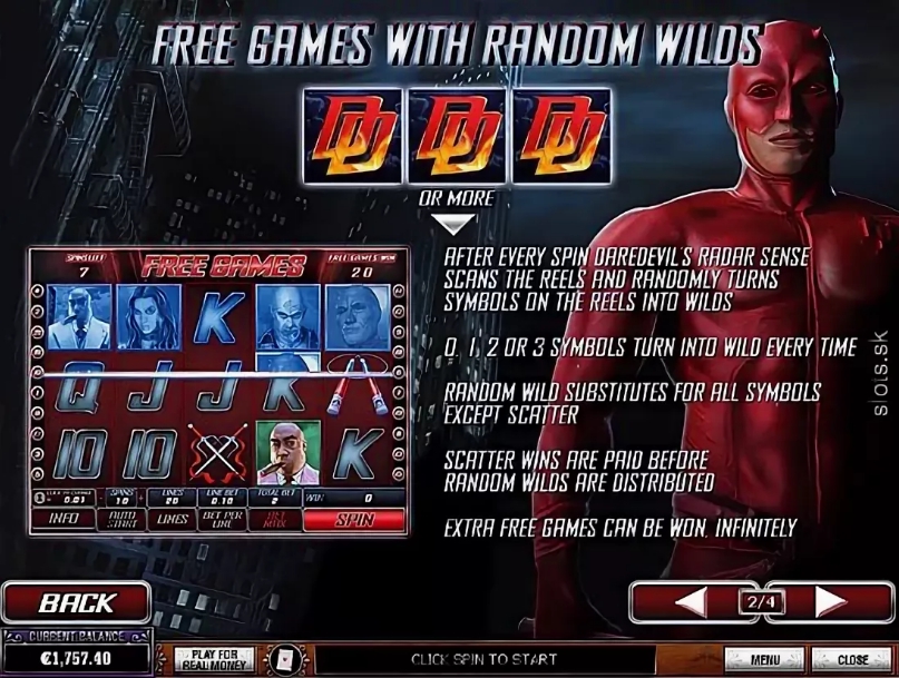 процесс игры видеослота Сорвиголова