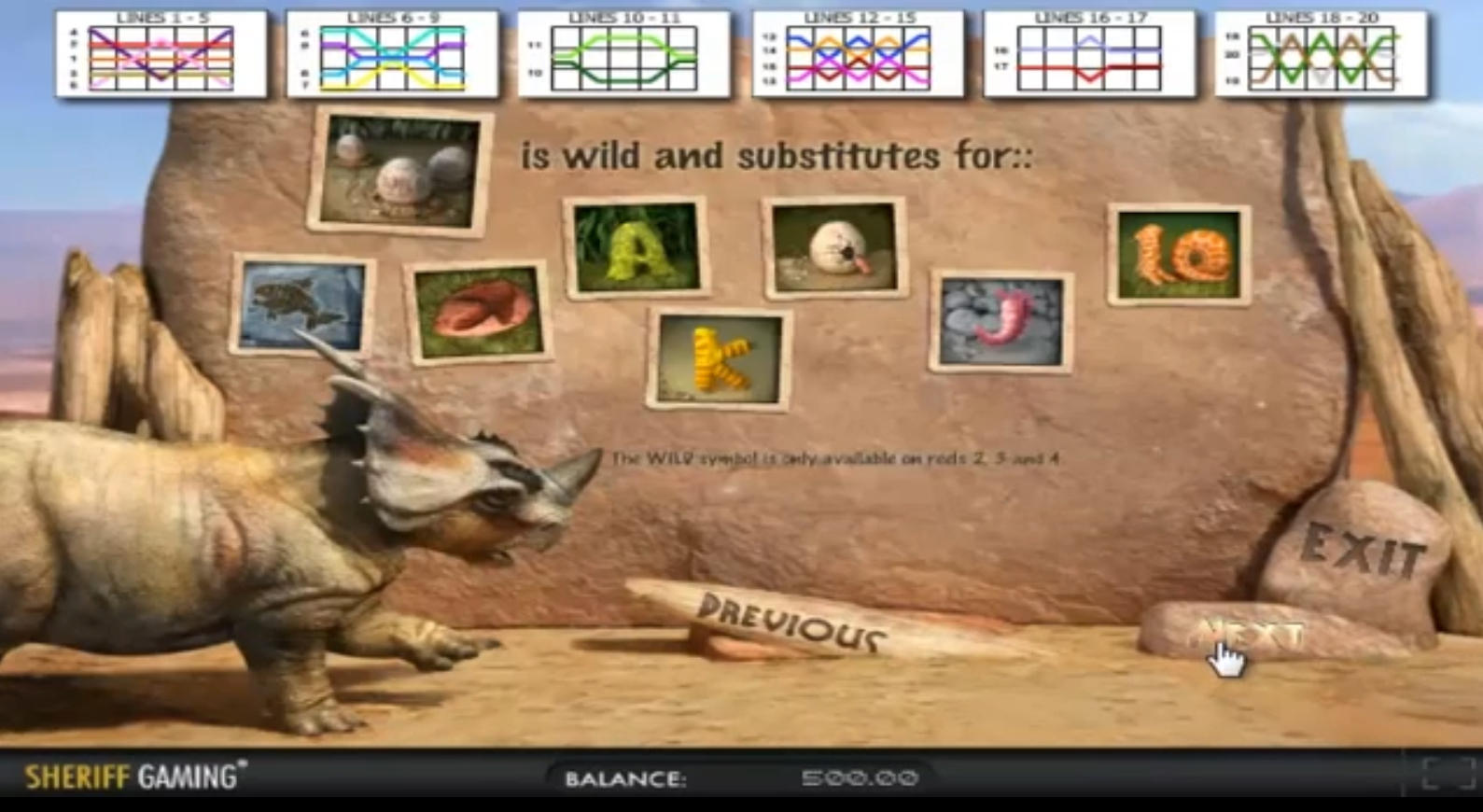 символы слота Динозавр-Носорог