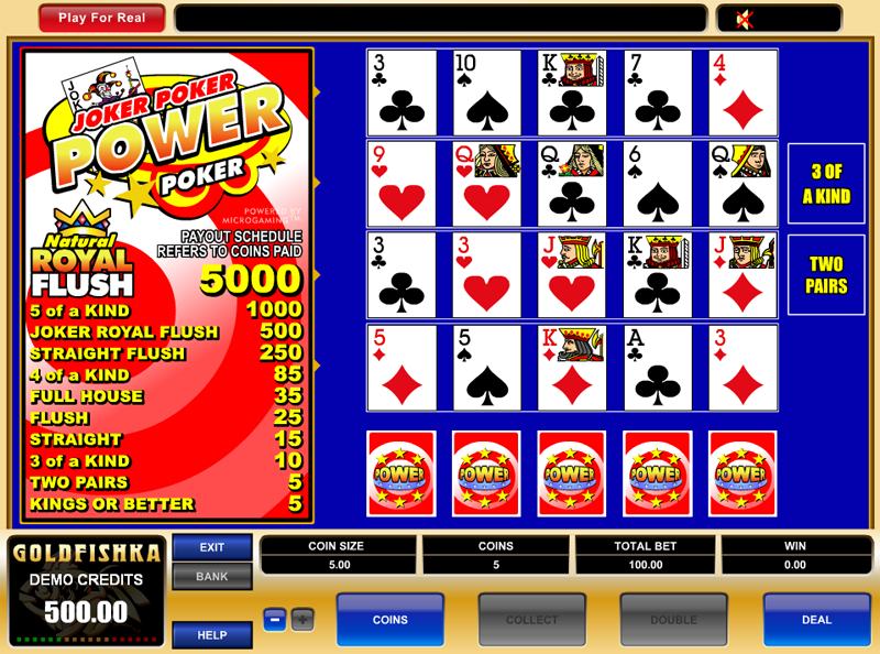 Процесс игры в видеопокере Мощный покер с Джокером