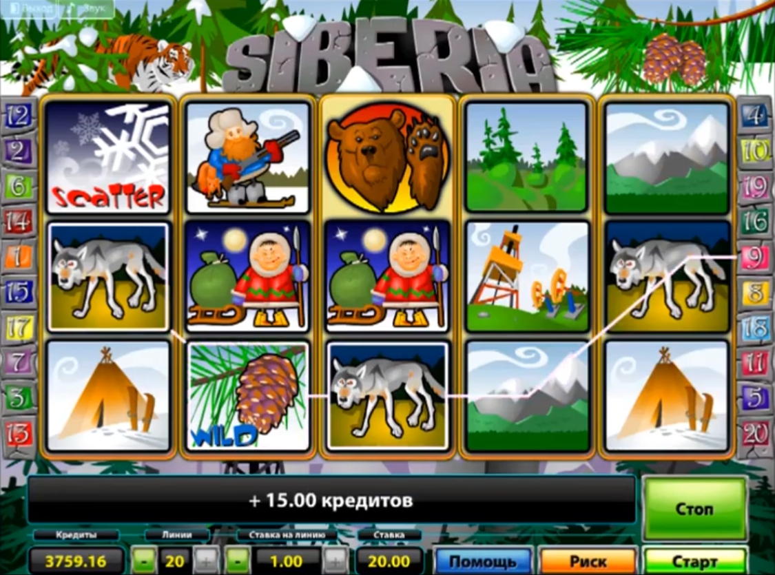 дополнительные символы вайлд и скаттер в слоте Сибирь