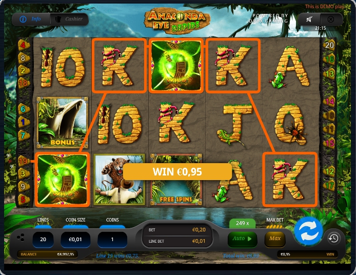 игровой процесс слота Глаз Анаконды
