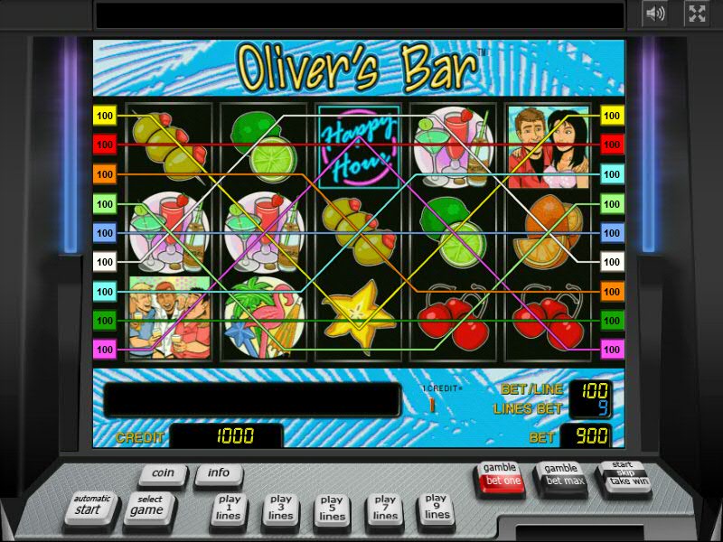 количество барабанов и линий для ставок в слоте Oliver's Bar