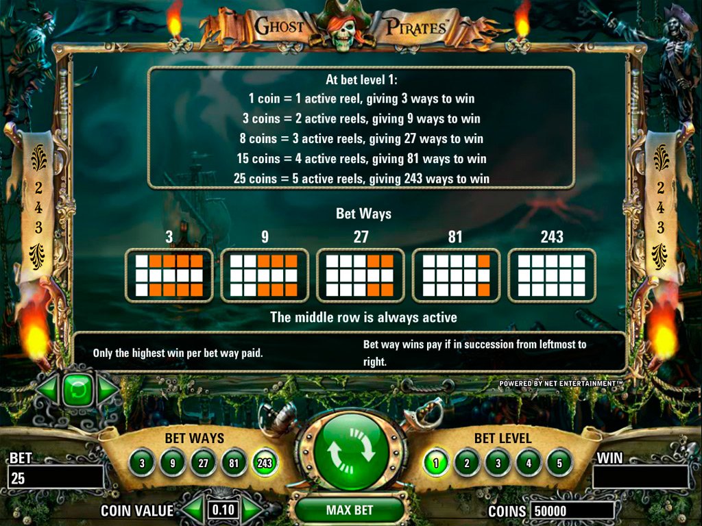 ставки в игровом автомате Пираты-призраки