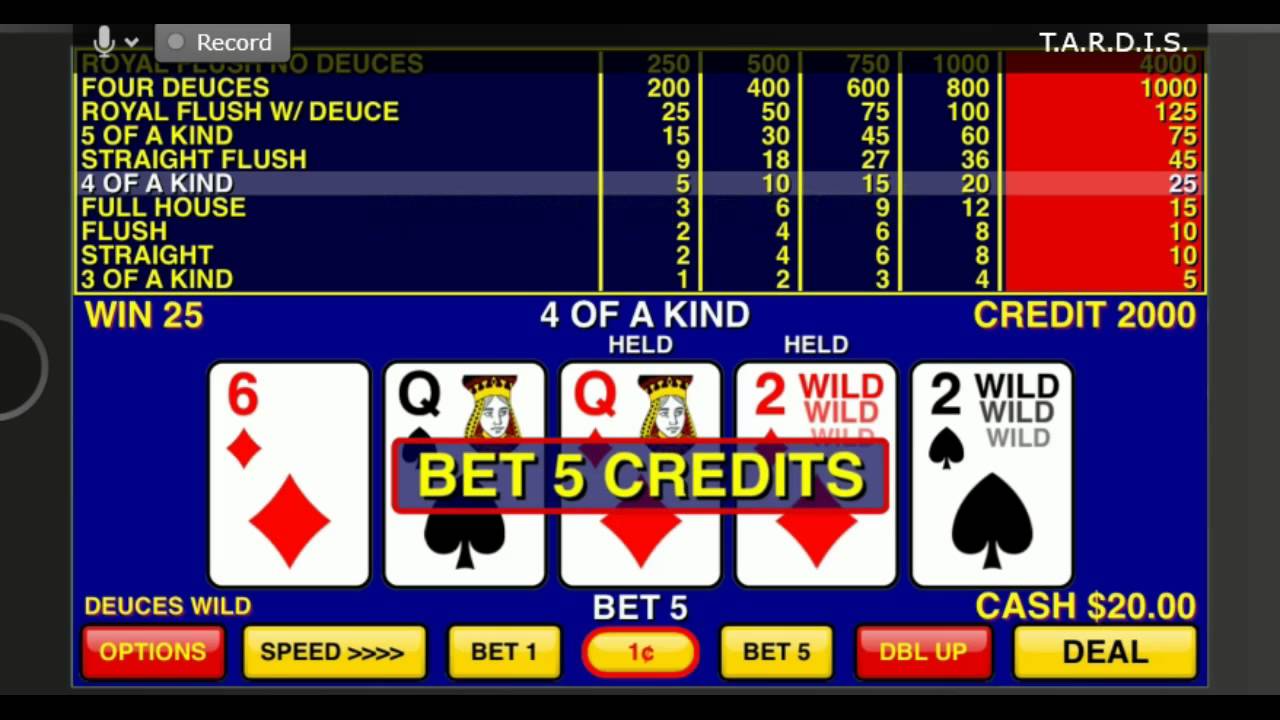 Выигрышные комбинации в видеопокере Дикие двойки