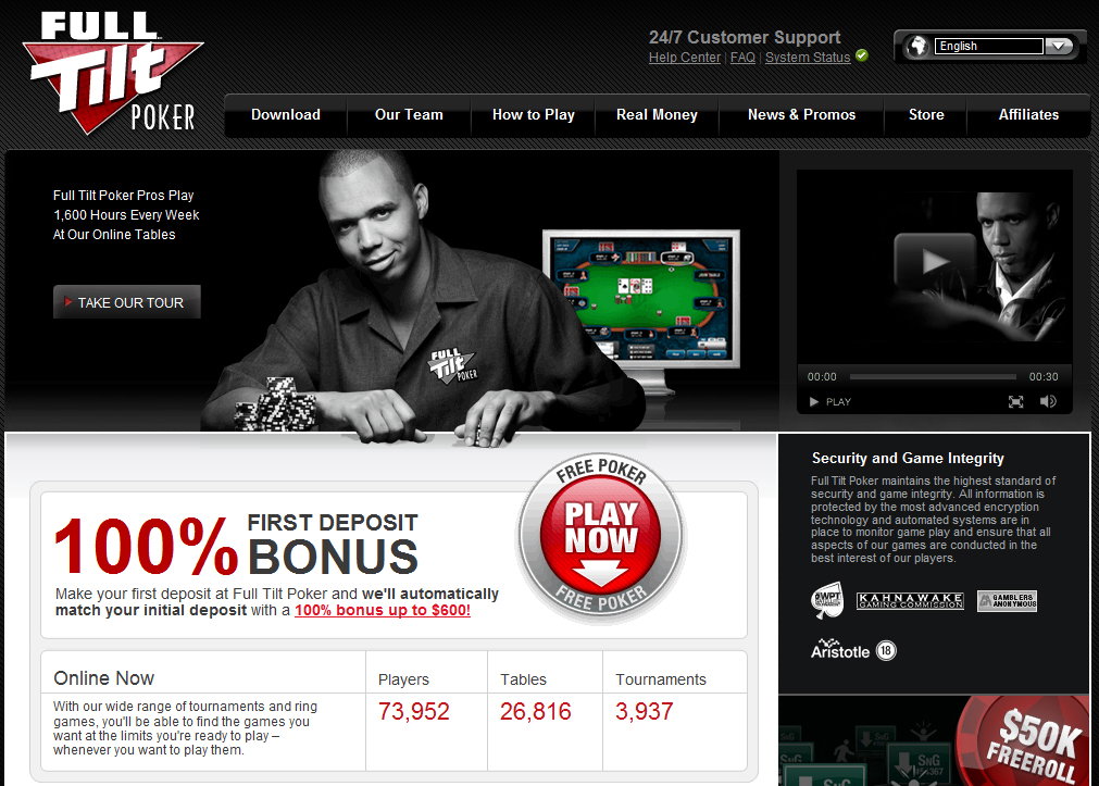 Покер рум Full Tilt Poker бонус на первый депозит