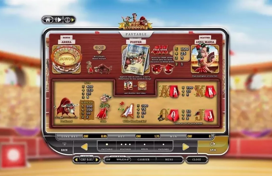 таблица выплат слота Красная коррида