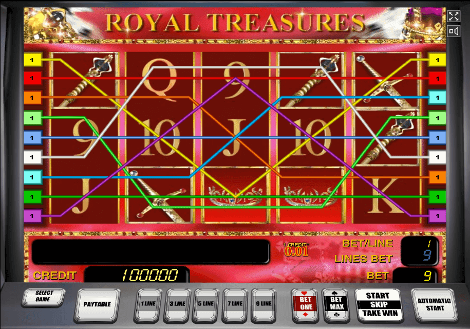 линии выплат Royal Treasures