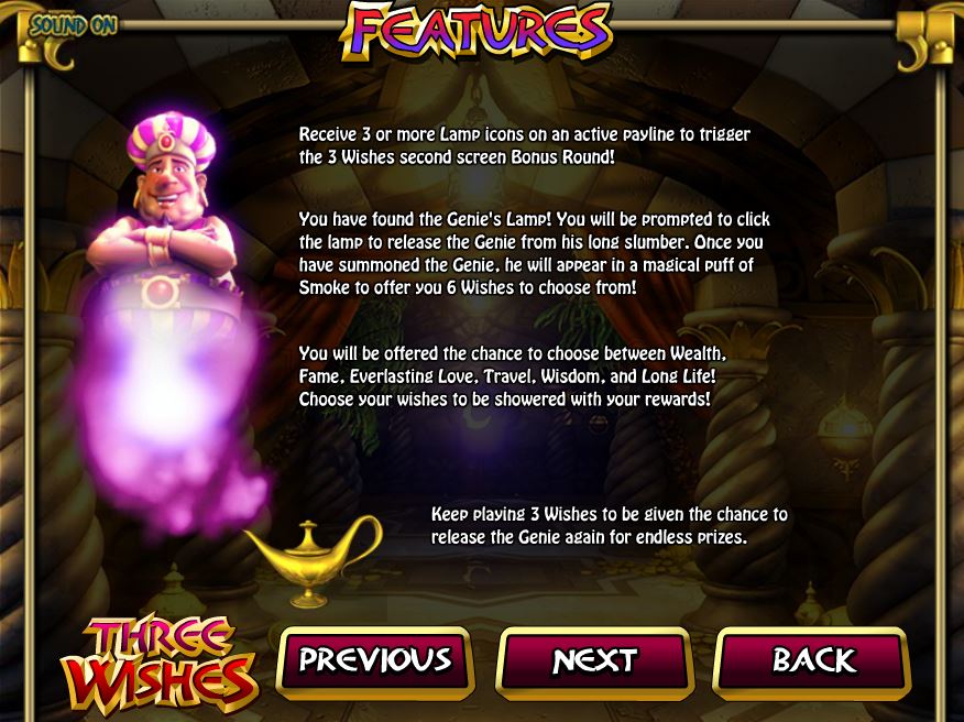 процесс игры слота Три желания