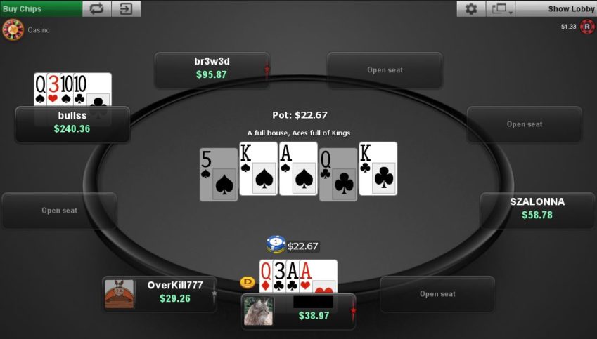 Натсовый флеш на флопе в покере Омаха