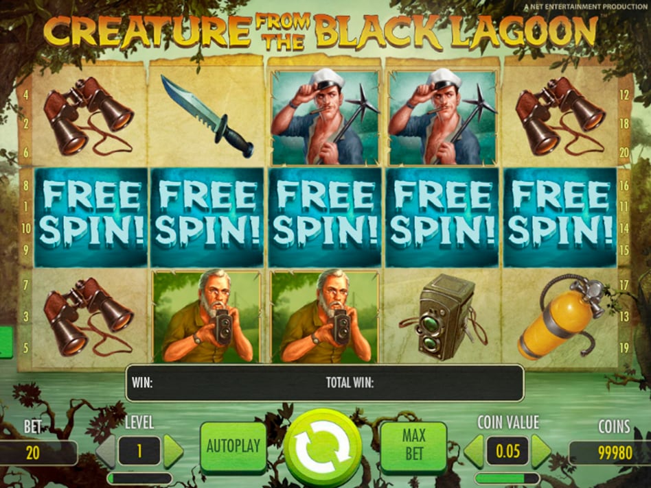 Символы игрового автомата Creature from the Black Lagoon