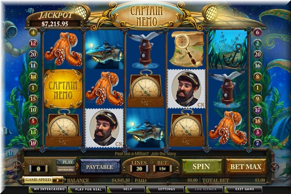 символы в игровом автомате Капитан Немо